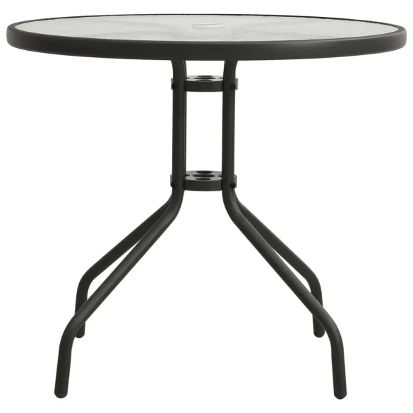 Masă Bistro Rotundă Antracit Ø80 cm - Oțel și Sticlă