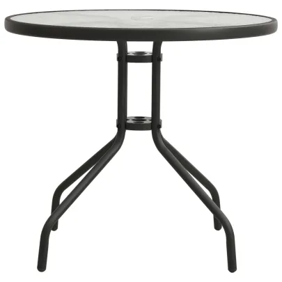 Masă Bistro Rotundă Antracit Ø80 cm - Oțel și Sticlă