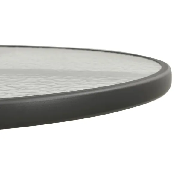 Masă Bistro Rotundă Antracit Ø80 cm - Oțel și Sticlă