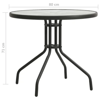 Masă Bistro Rotundă Antracit Ø80 cm - Oțel și Sticlă