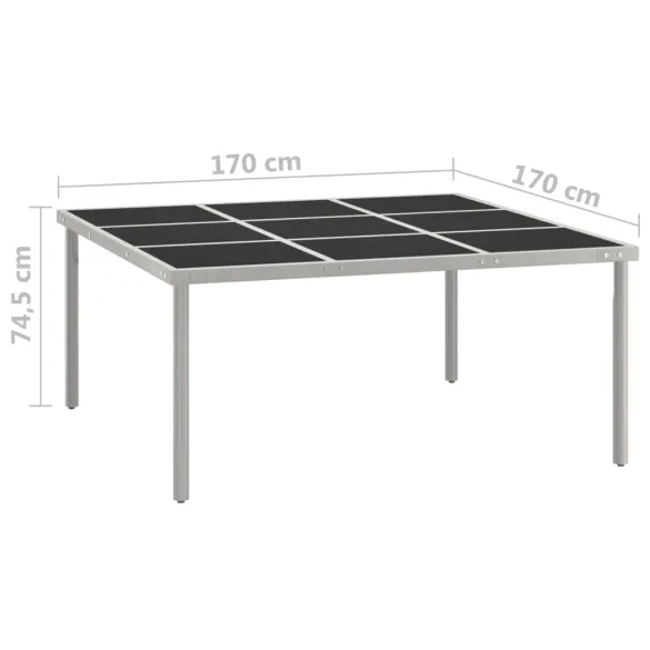 Masă Grădină Oțel Sticlă 170x170 cm | Livrare Gratuită