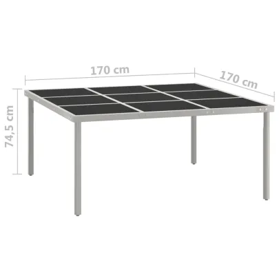 Masă Grădină Oțel Sticlă 170x170 cm | Livrare Gratuită