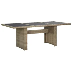 Masă Grădină Maro - 200x100 cm - Sticlă și Poliratan Rezistent