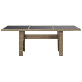 Masă Grădină Maro - 200x100 cm - Sticlă și Poliratan Rezistent 2