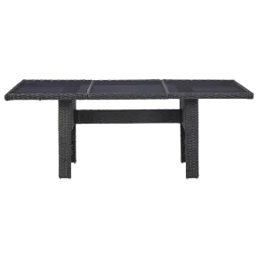Masă Grădină Negru - Sticlă și Ratan - Livrare Gratuită 2
