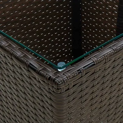 Masă de Ceai Ratan cu Sticlă - Livrare Gratuită