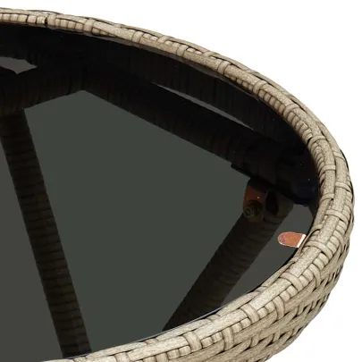 Masă de Ceai Exterior Pliabilă - Ratan, Sticlă - 60 cm
