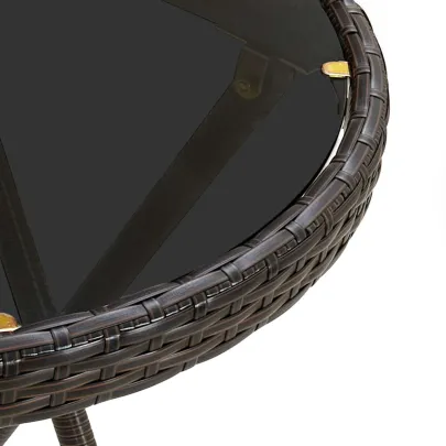 Masă de ceai exterior pliantă - ratan și sticlă