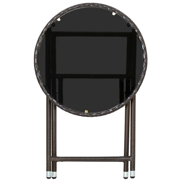 Masă de ceai exterior pliantă - ratan și sticlă