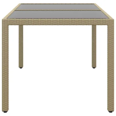 Masă Grădină Bej cu Sticlă Securizată | Livrare Gratuită