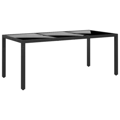 Masă Grădină Negru 190x90cm - Sticlă Securizată | Livrare Gratuită