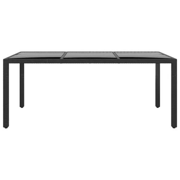 Masă Grădină Negru 190x90cm - Sticlă Securizată | Livrare Gratuită