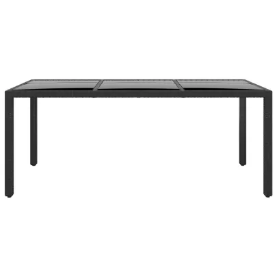 Masă Grădină Negru 190x90cm - Sticlă Securizată | Livrare Gratuită