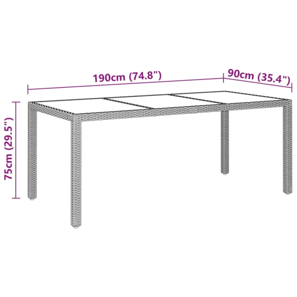 Masă Grădină Negru 190x90cm - Sticlă Securizată | Livrare Gratuită