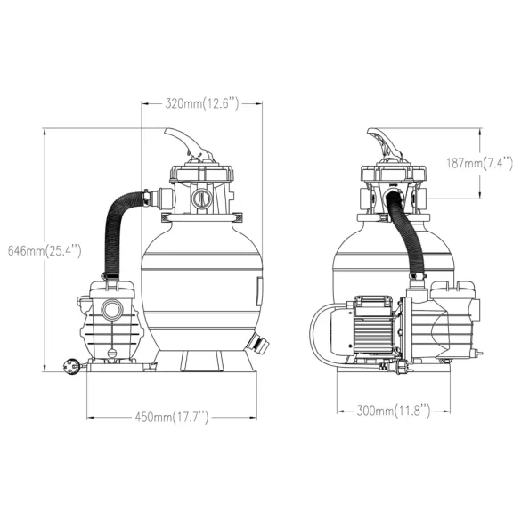 Filtru de Nisip cu Prefiltru pentru Piscină - Negru | Livrare Gratuită