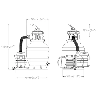 Filtru de Nisip cu Prefiltru pentru Piscină - Negru | Livrare Gratuită
