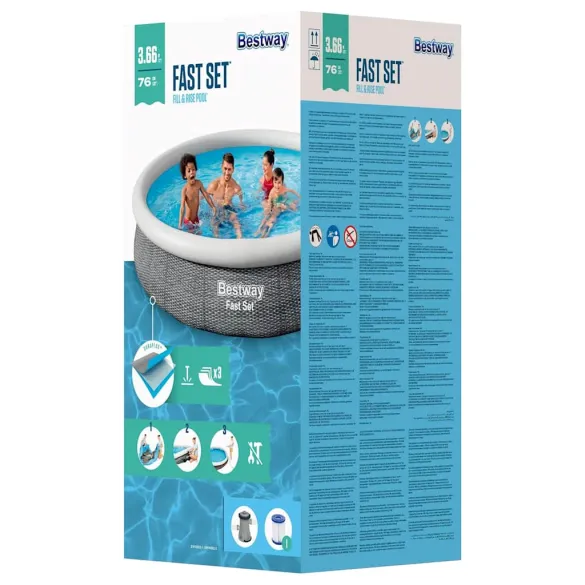 Set Piscină Rotundă Bestway 366x76 cm cu Pompă