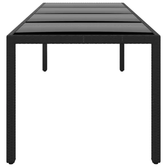 Masă Grădină Negru 250x100 cm cu Sticlă Securizată
