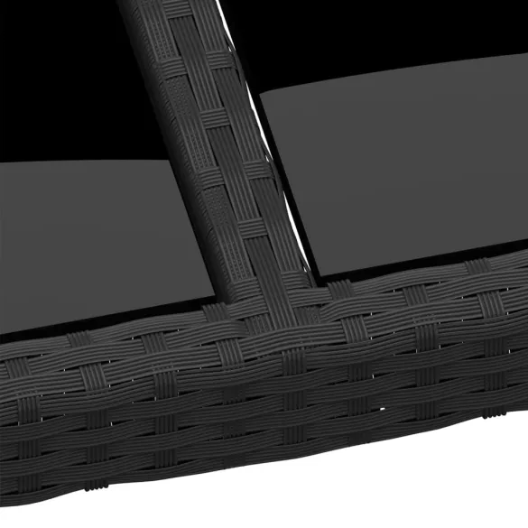 Masă Grădină Negru 250x100 cm cu Sticlă Securizată