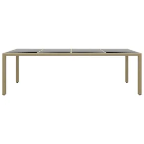 Masă Grădină cu Blat Sticlă Bej - Poliratan | Livrare Gratuită 2