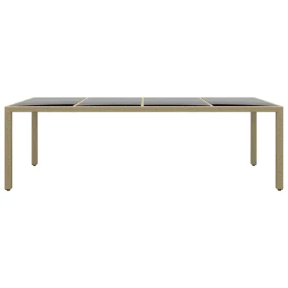 Masă Grădină cu Blat Sticlă Bej - Poliratan | Livrare Gratuită