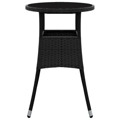Masă Grădină Rotundă Negru Ø60 cm - Sticlă Securizată