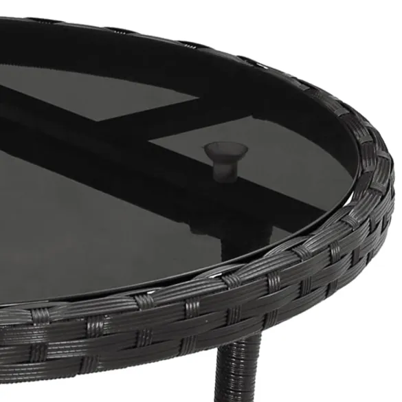 Masă Grădină Rotundă Negru Ø60 cm - Sticlă Securizată Masă Grădină Rotundă Negru Ø60 cm - Sticlă Securizată