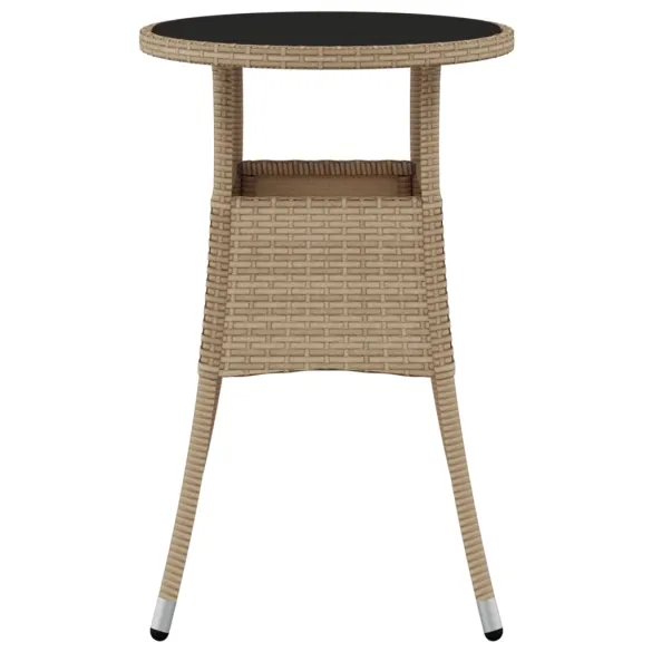 Masă Grădină Rotundă Bej Ø60x75 cm - Sticlă Securizată
