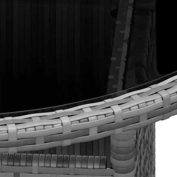 Masă Grădină Rotundă Gri cu Sticlă | Livrare Gratuită