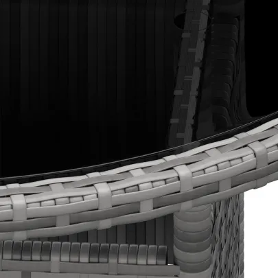 Masă Grădină Rotundă Gri cu Sticlă | Livrare Gratuită