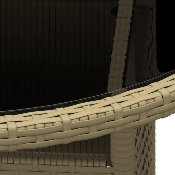 Masă Grădină Bej Ø80 cm - Sticlă Securizată | Livrare Gratuită