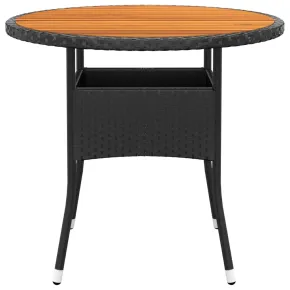 Masă Grădină Rotundă Negru Ø80cm Lemn Acacia | Livrare Gratuită 2