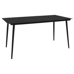 Masă Grădină Modernă Negru Oțel Sticlă 150x80 cm | Livrare Gratuită