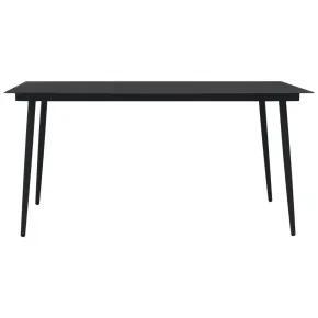 Masă Grădină Modernă Negru Oțel Sticlă 150x80 cm | Livrare Gratuită 2