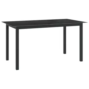 Masă Grădină Modernă - Aluminiu Negru cu Sticlă - 150x90 cm