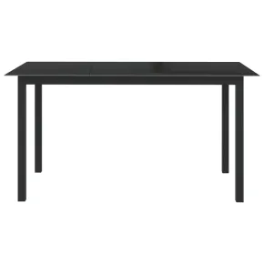 Masă Grădină Modernă - Aluminiu Negru cu Sticlă - 150x90 cm 2