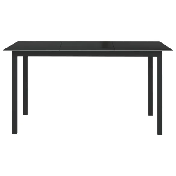 Masă Grădină Modernă - Aluminiu Negru cu Sticlă - 150x90 cm