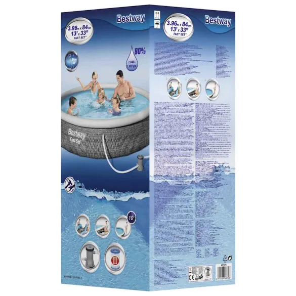 Set Piscină Gonflabilă Fast Set cu Pompă - 396x84 cm | Bestway
