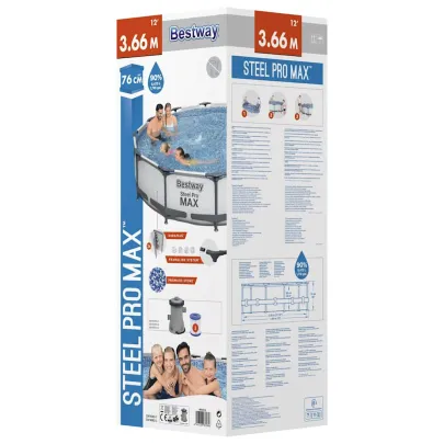 Set Piscină Steel Pro MAX 366x76 cm cu Filtrare | Bestway