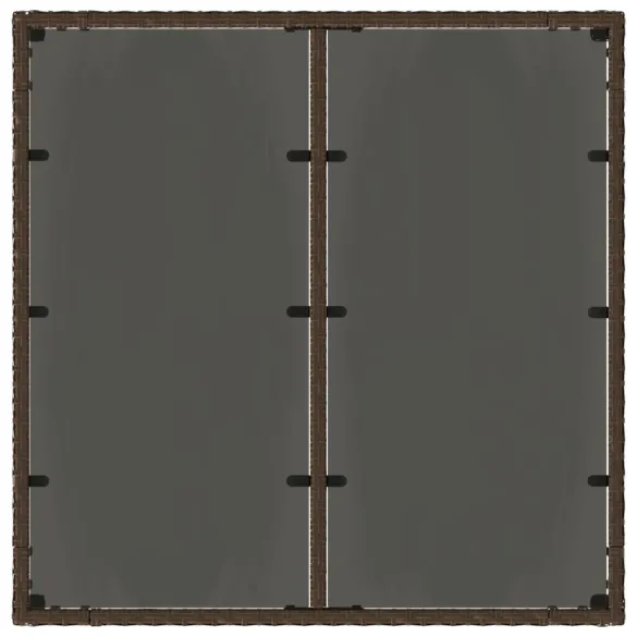 Masă Grădină Sticlă Maro 90x90cm - Poliratan Durabil