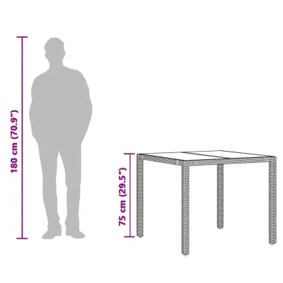 Masă Grădină Sticlă Maro 90x90cm - Poliratan Durabil