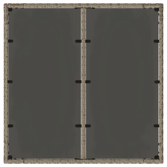 Masă Grădină Blat Sticlă - Poliratan Gri - Livrare Gratuită