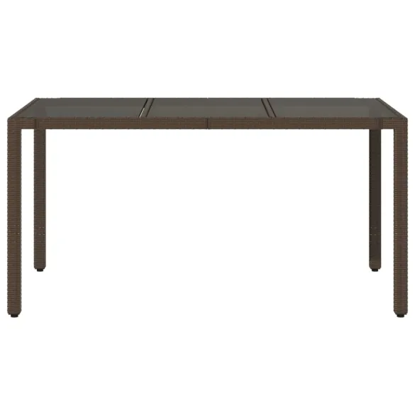 Masă Grădină cu Sticlă Maro 150x90 cm - Poliratan Rezistent