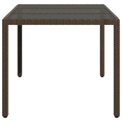 Masă Grădină cu Sticlă Maro 150x90 cm - Poliratan Rezistent