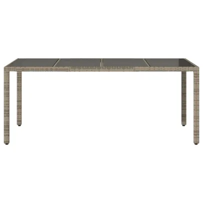 Masă grădină sticlă gri - Poliratan rezistent - Livrare gratuită