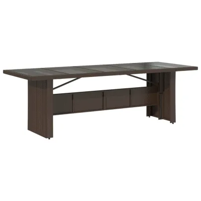 Masă Grădină cu Sticlă Maro 240x90 cm - Livrare Gratuită