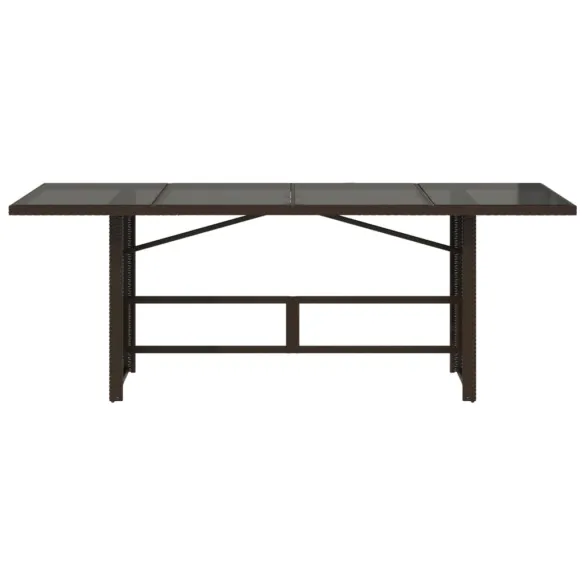 Masă Grădină cu Sticlă Maro 190x80 cm Poliratan | Livrare Gratuită