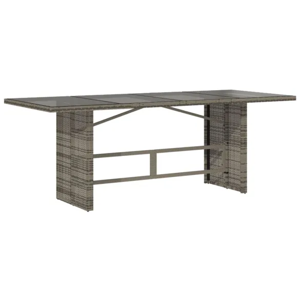 Masă Grădină Sticlă Gri - Poliratan Rezistent - 190x80 cm Masă Grădină Sticlă Gri - Poliratan Rezistent - 190x80 cm