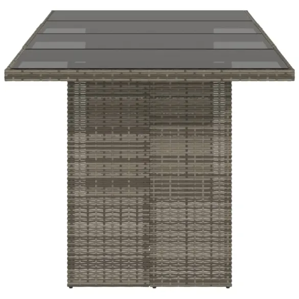 Masă Grădină Sticlă Gri - Poliratan Rezistent - 190x80 cm Masă Grădină Sticlă Gri - Poliratan Rezistent - 190x80 cm