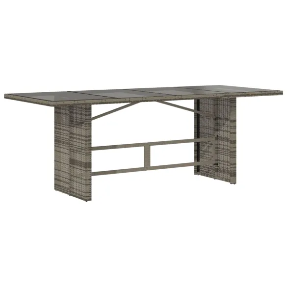 Masă Grădină Sticlă Gri - Poliratan Rezistent - 190x80 cm Masă Grădină Sticlă Gri - Poliratan Rezistent - 190x80 cm